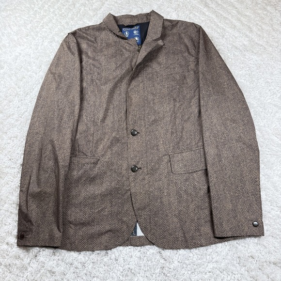 Polo Golf Ralph Lauren Jacket Mens L Brown Herringbone Waterproof Preppy Tech - Picture 1 of 13